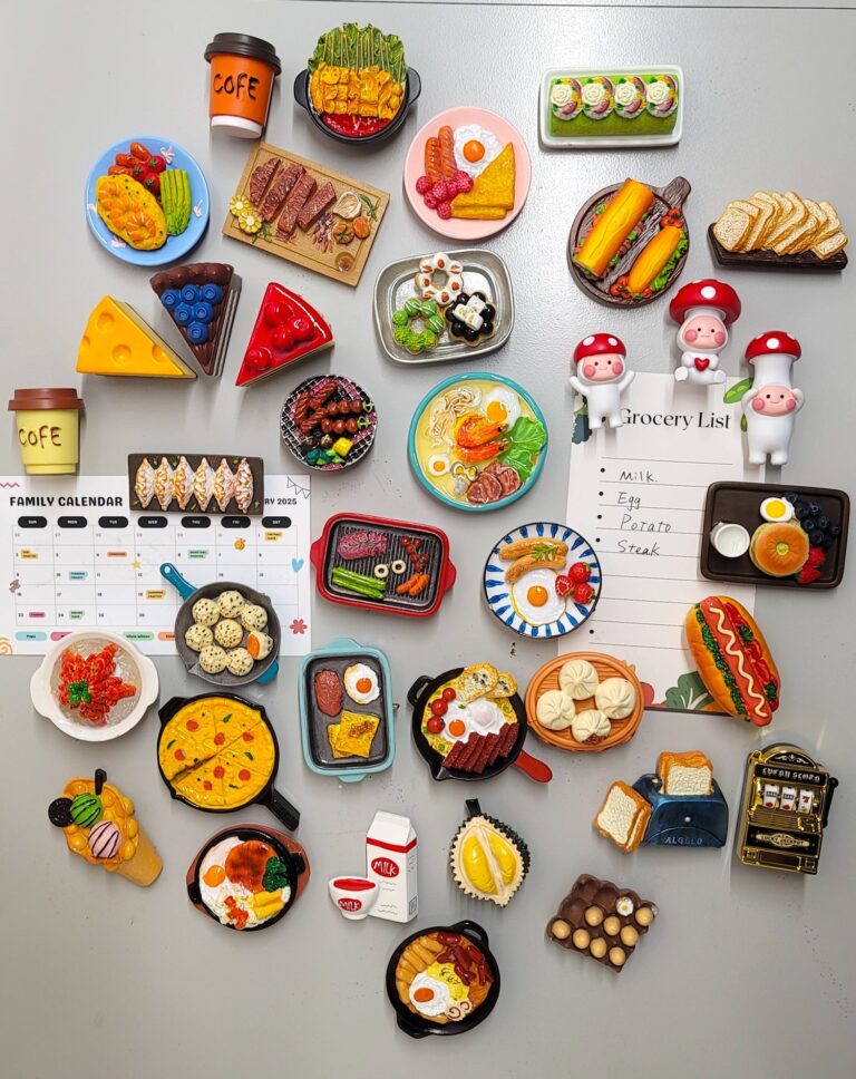 Food-shaped refrigerator magnets in many colors